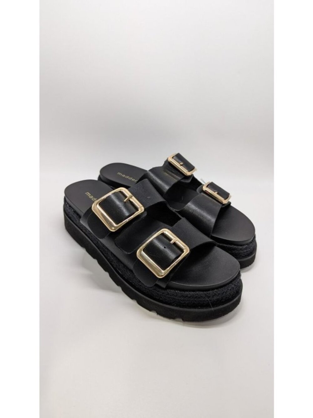 Madden Girl Black Faux-Leather Mythical Platform Sandals